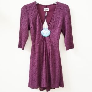 SHOW ME YOUR MUMU Burgundy Lace Mini Dress